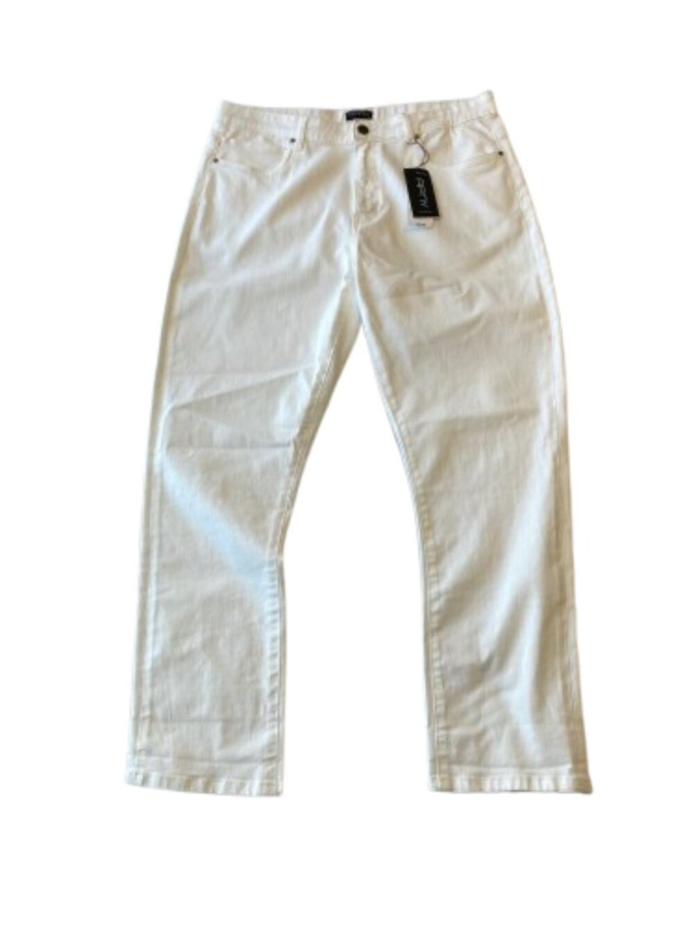 APNY Straight Leg Stretch Denim Jeans High Rise Womens 16 White NWT